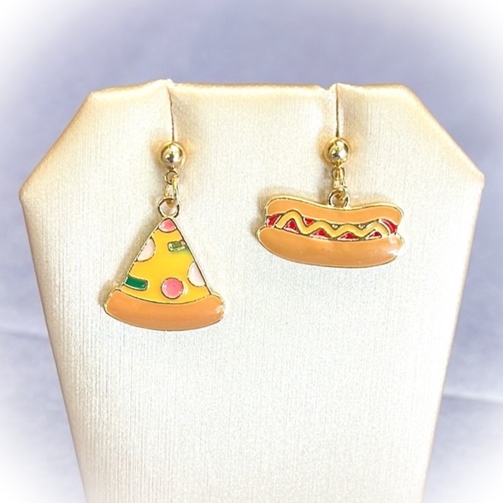 💕Fun Novelty Earrings Pizza & Hotdog💕